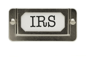 IRS File Drawer Label Isolated on a White Background.